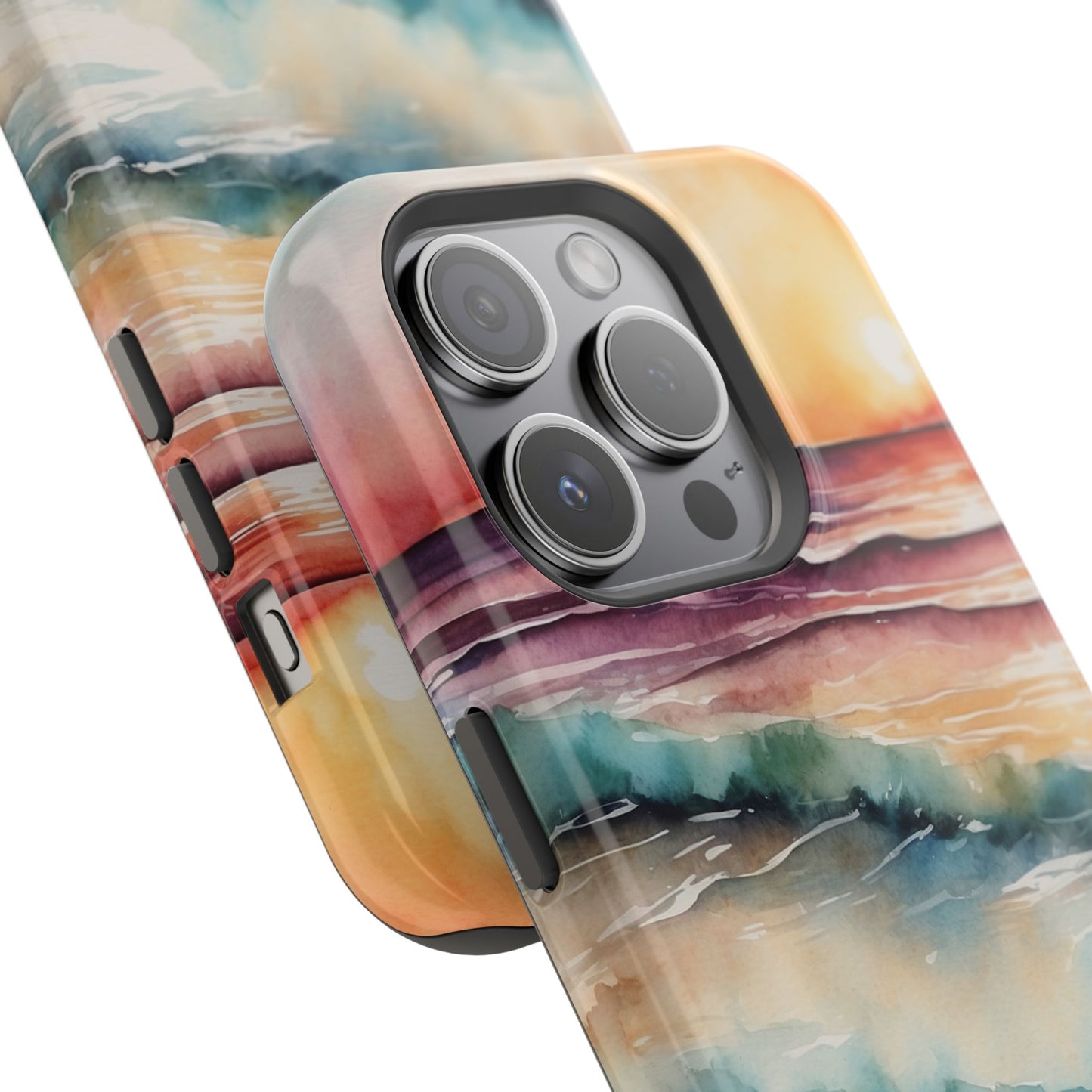 Sunset Waves MagSafe iPhone Case – Vibrant Watercolor Design