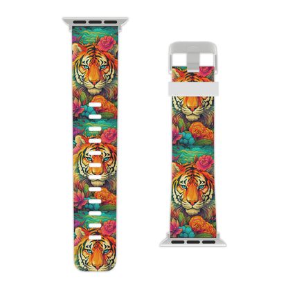 Fierce Rainbow Tiger Art Apple Watch Band