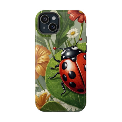 Ladybug Garden MagSafe iPhone Case – Whimsical Floral Design