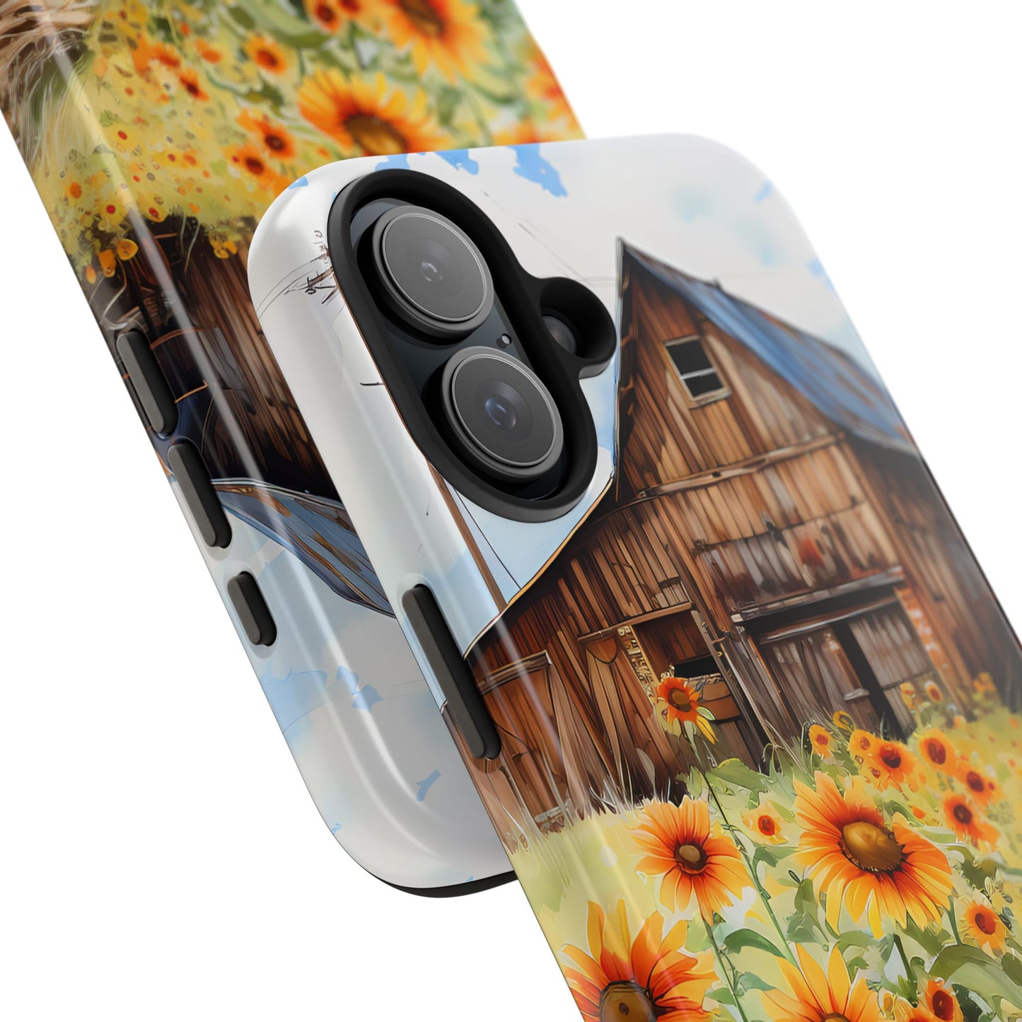 Country Road Sunflower iPhone Case: Rustic Barnyard Design, Cute Floral Case