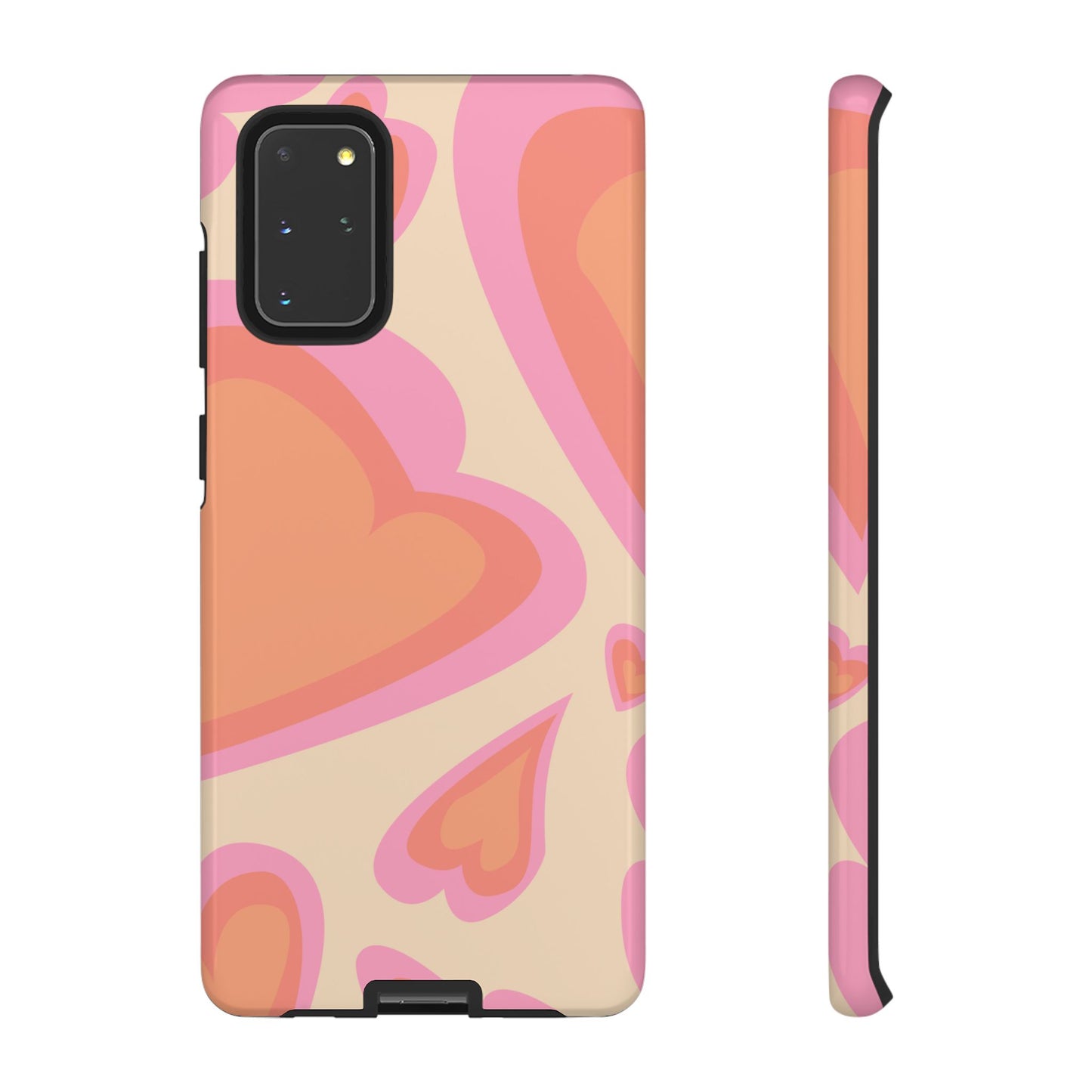 Retro Pink Hearts Samsung Galaxy Case – Shock-Resistant, Matte Finish, Dual-Layer Protection