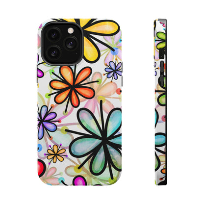 Retro Floral Pop MagSafe iPhone Case – Ultra-Slim Design, High-Gloss Finish