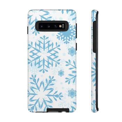 Frosty Blue Snowflakes Samsung Galaxy Case – Shockproof, Smooth Matte Finish, Dual-Layer Design