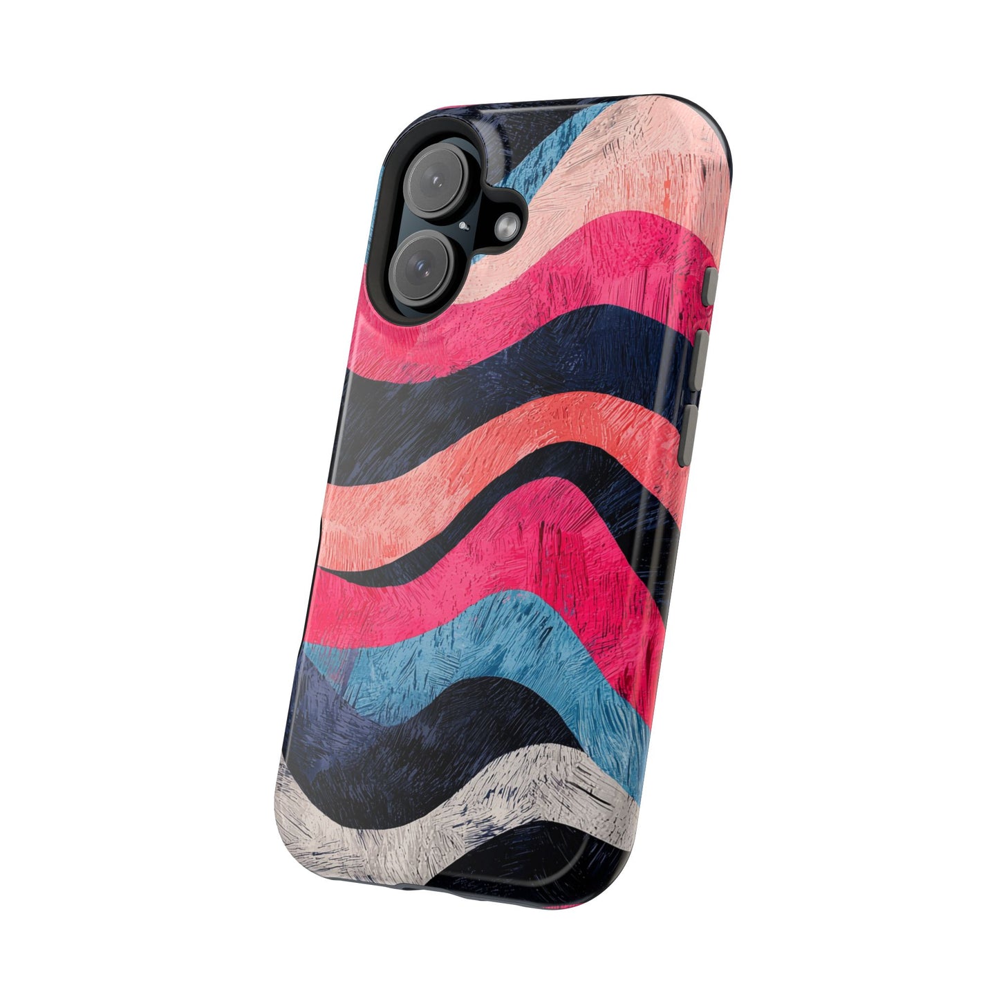 Abstract Wave Pattern MagSafe iPhone Case – Shockproof, Matte Finish, Dual-Layer Protection