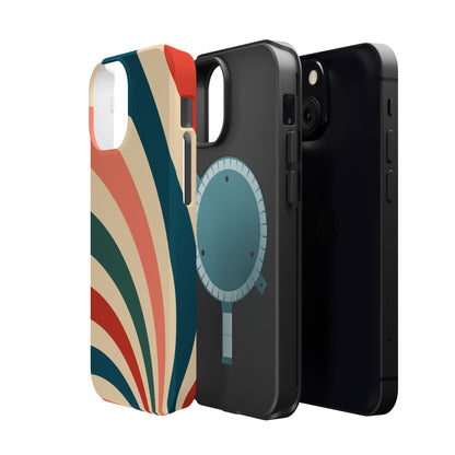 Retro Sunburst Swirl MagSafe iPhone Case – Dual-Layer Protection with Bold 70s Vibes