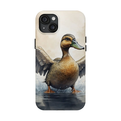 Graceful Duck in Watercolor Scene - iPhone Case