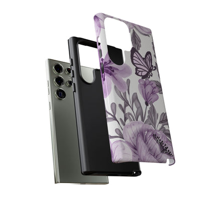 Lavender Bloom Butterfly Samsung Galaxy Case – Delicate Floral Design with Watercolor Details