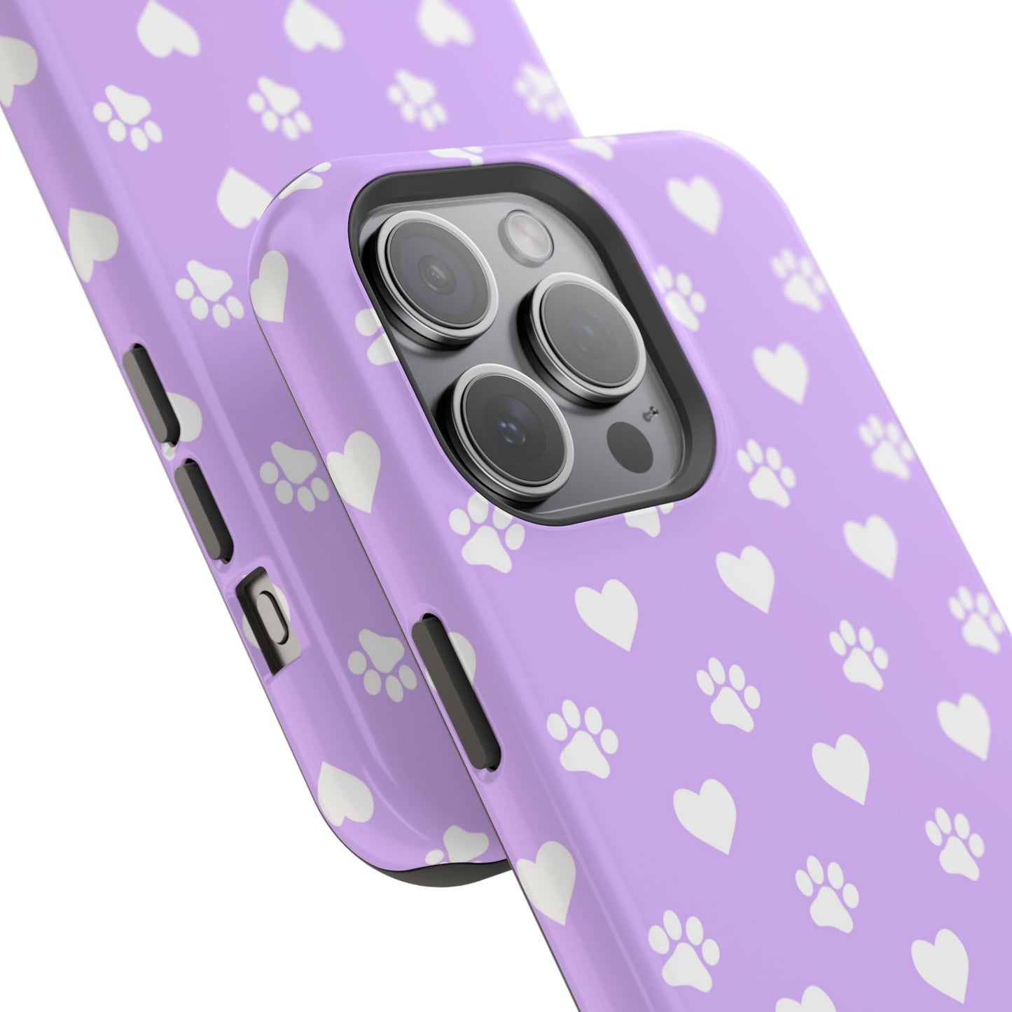 Lilac Paw Prints & Hearts – MagSafe iPhone Case