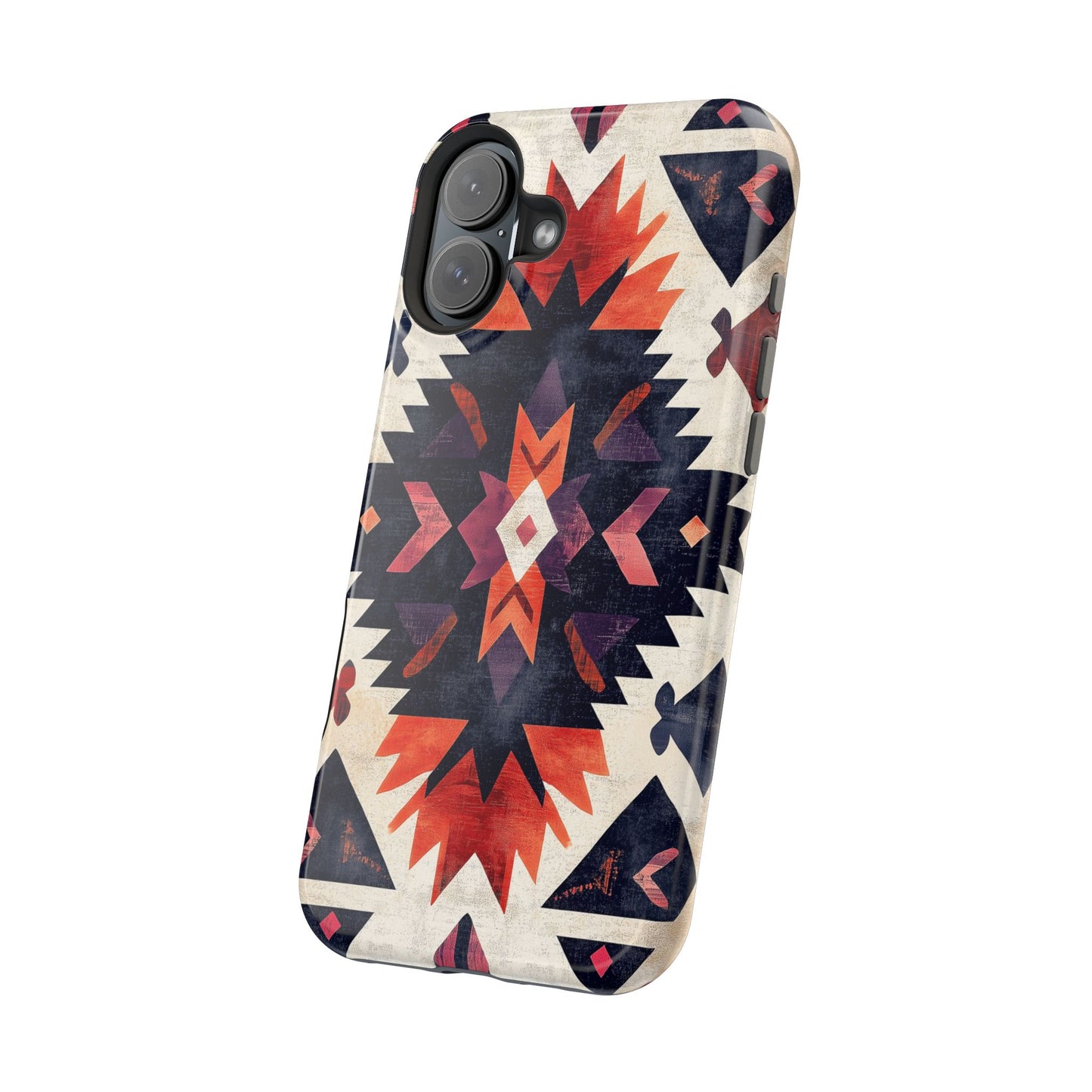 Boho Tribal Starburst Tough MagSafe iPhone Case – Vibrant Geometric Design, Dual-Layer Protection