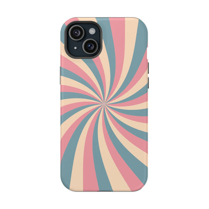 Vintage Pastel Swirl MagSafe iPhone Case – Dual-Layer Protection with 70s-Inspired Design