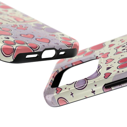 Cute Cat and Paw Print iPhone Case - Pet Lover’s Protective Cover