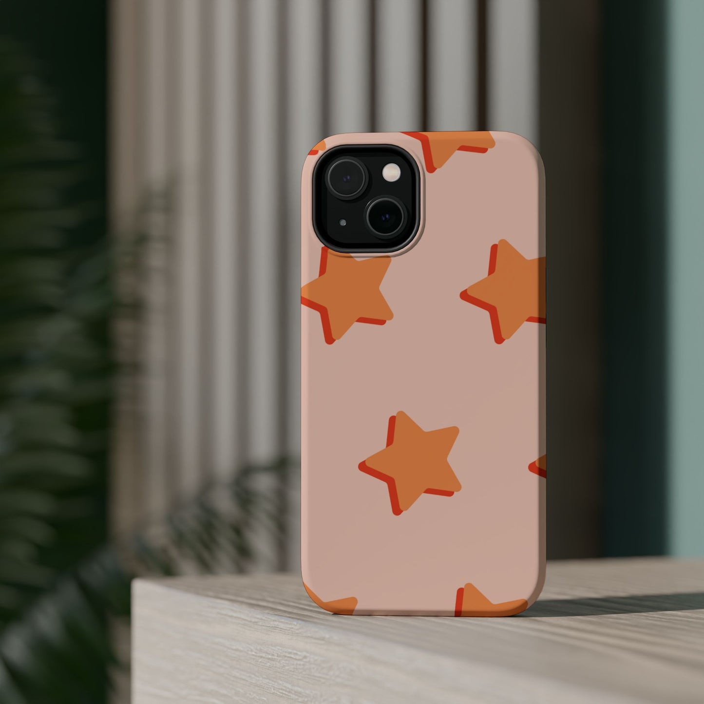 Retro Orange Stars MagSafe iPhone Case – Shock-Resistant, Smooth Matte Finish, Dual-Layer Design