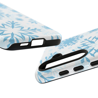 Frosty Blue Snowflakes Samsung Galaxy Case – Shockproof, Smooth Matte Finish, Dual-Layer Design