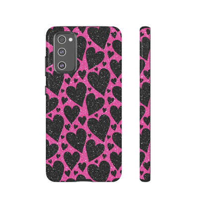 Pink Glitter Hearts Samsung Galaxy Case