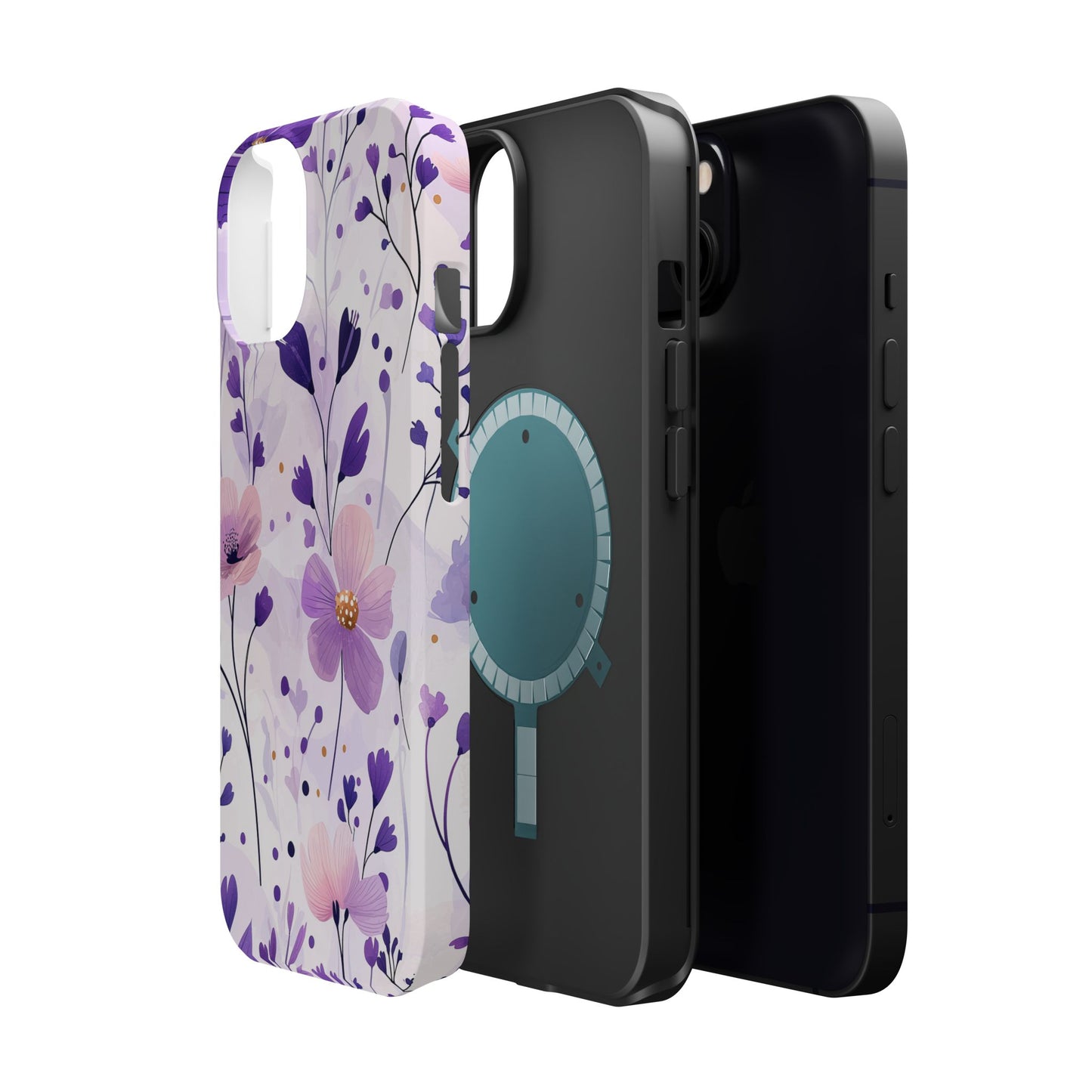 Purple Floral Bliss MagSafe iPhone Case – Delicate Blossom Design