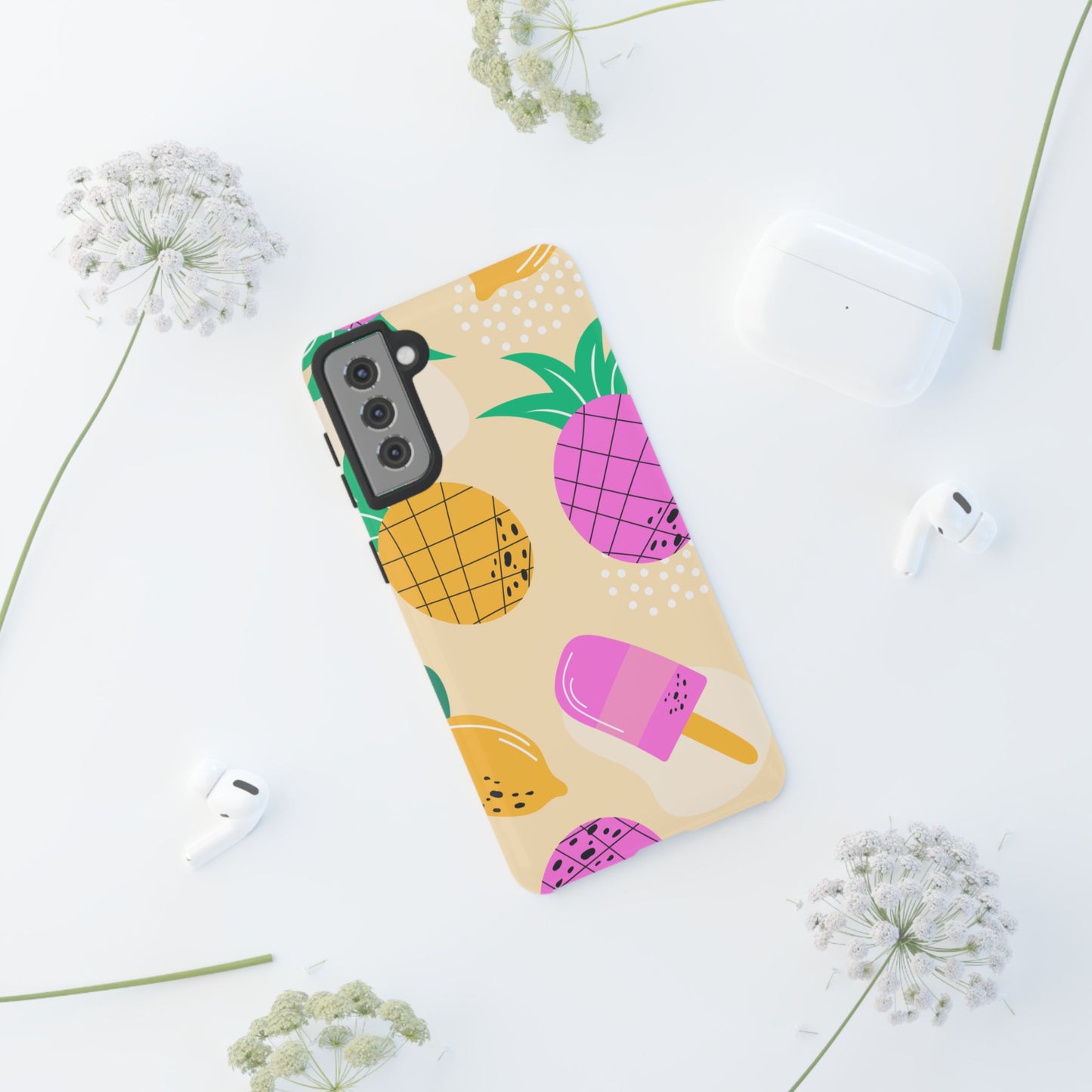 Tropical Pop Samsung Galaxy Case – Fun Pineapple & Lemon Design with Vibrant Summery Colors