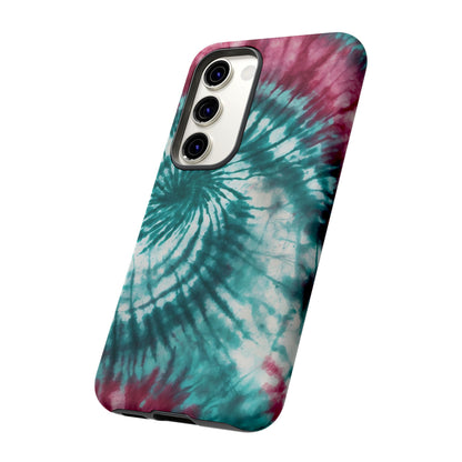 Teal and Pink Spiral Tie-Dye Samsung Galaxy Case – Boho Chic Design