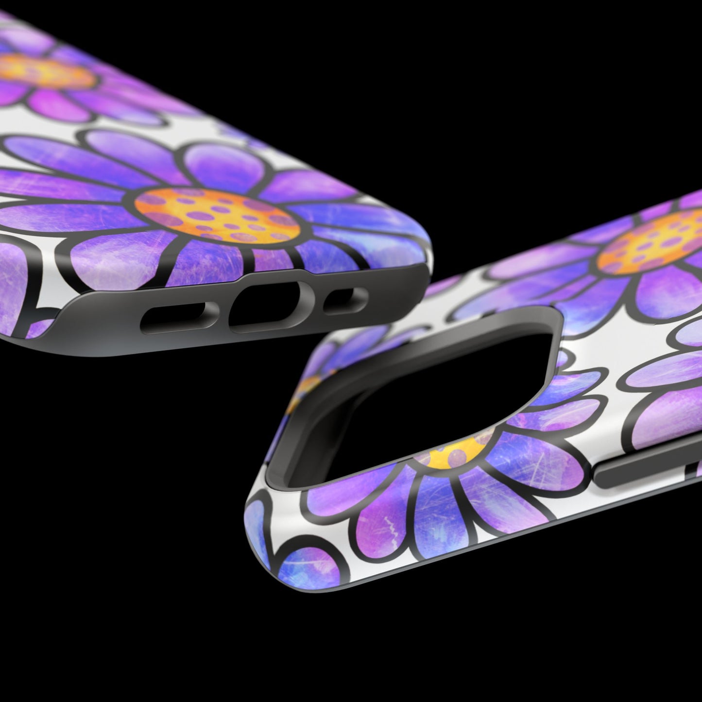 Purple Daisy Delight MagSafe iPhone Case – Slim Profile, Glossy Finish