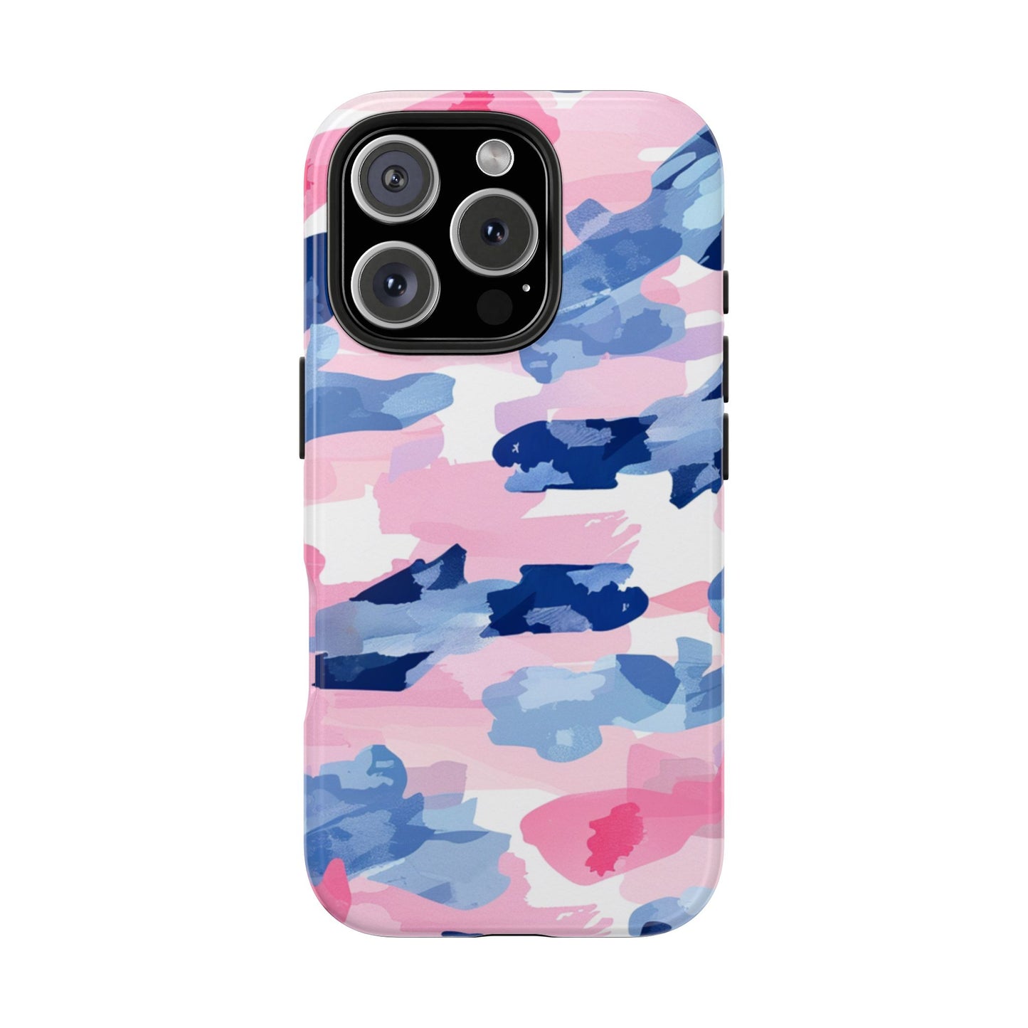 iPhone Case: Dynamic Pink & Navy Brushstroke Art