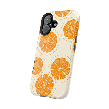 Citrus Burst Pattern Tough MagSafe iPhone Case – Bold Orange Design, Shockproof Protection