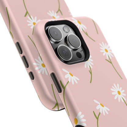 Daisy Delight Tough MagSafe iPhone Case – Cute Floral Design with Dual-Layer Protection