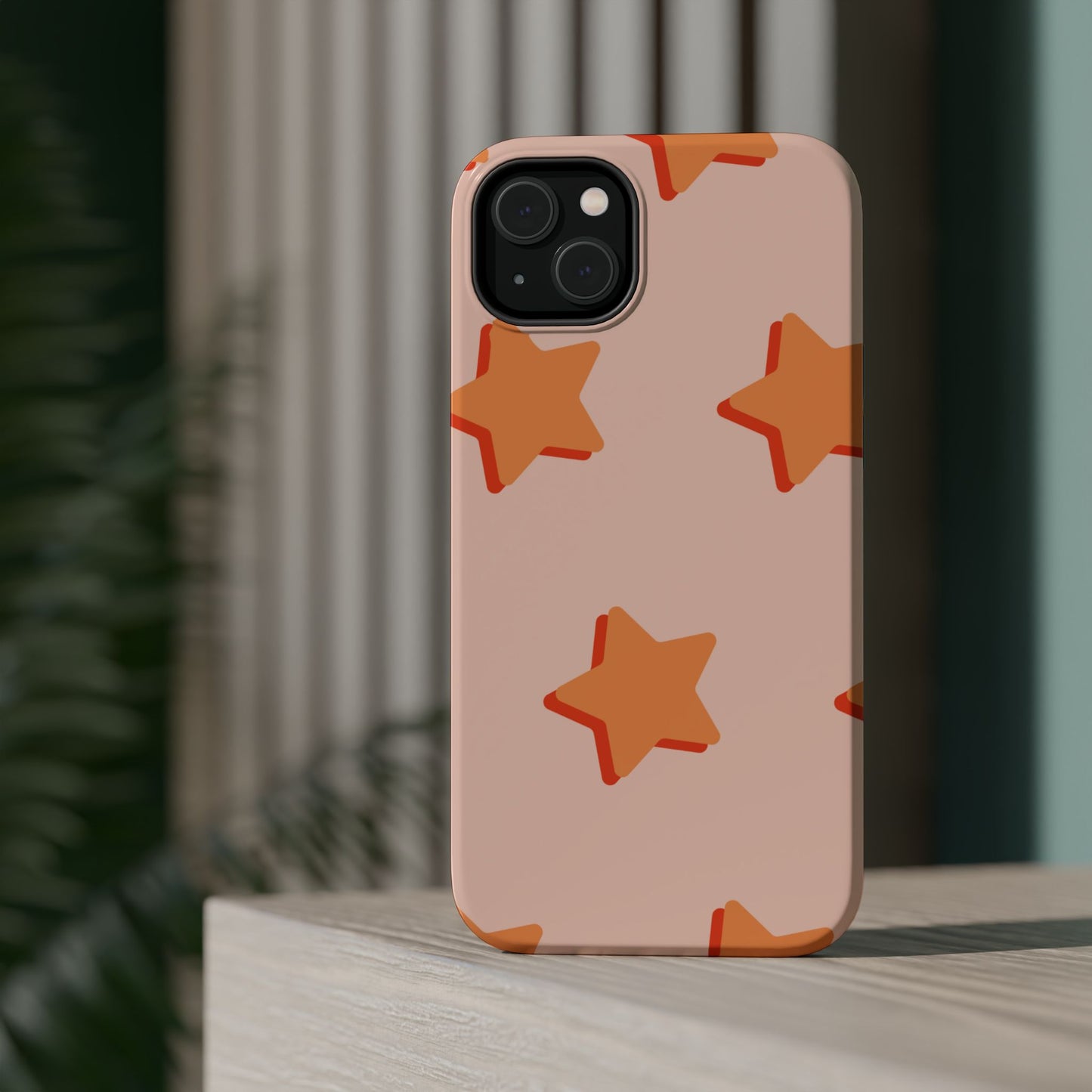 Retro Orange Stars MagSafe iPhone Case – Shock-Resistant, Smooth Matte Finish, Dual-Layer Design