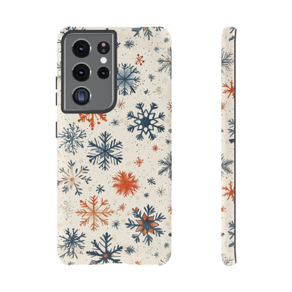 Rustic Orange and Blue Snowflake Pattern – Samsung Galaxy Series Case