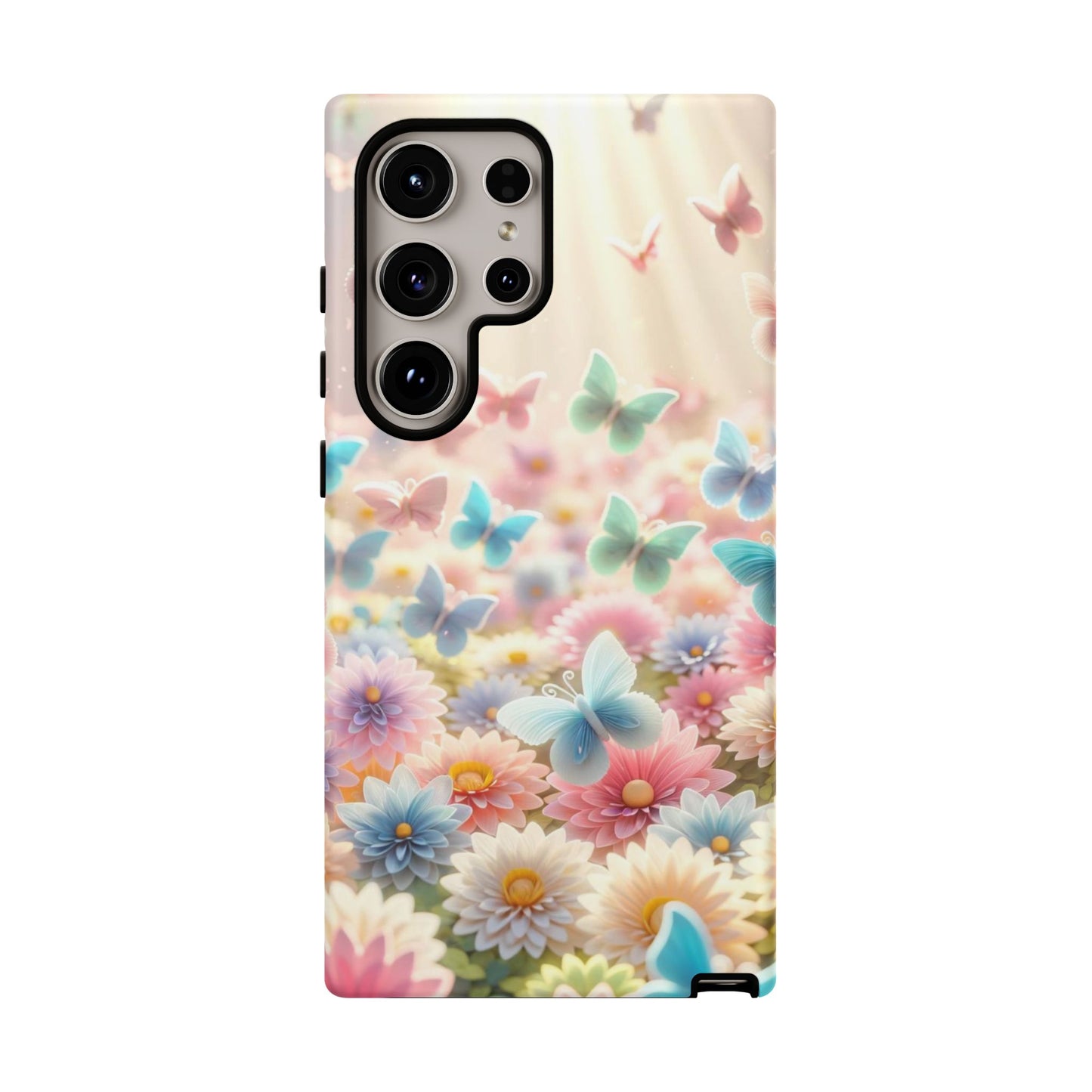 Butterfly Blossom Samsung Case - Pastel Floral Protective Cover - BOGO Cases