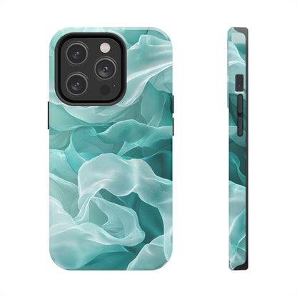 Elegant Flowing Teal Fabric iPhone Case – Soft Waves Design - BOGO Cases