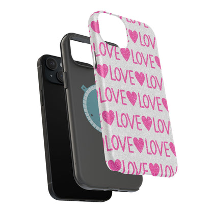 Pink Glitter Love Pattern – MagSafe iPhone Case