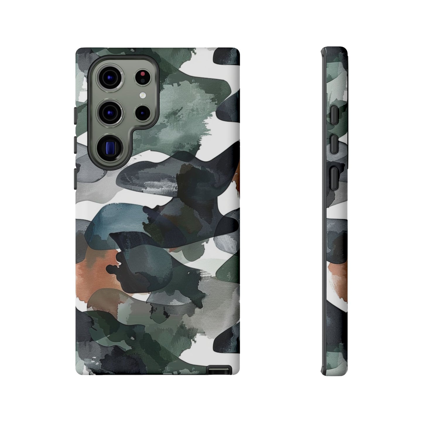 Moody Abstract Watercolor Samsung Galaxy Case – Dark Green and Brown Artistic Design