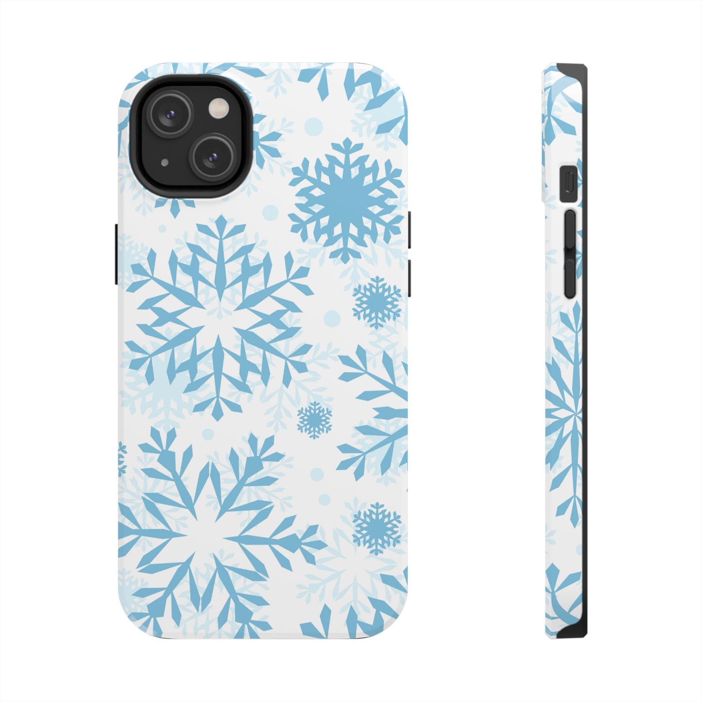 Frosty Blue Snowflakes iPhone Case – Shockproof, Smooth Matte Finish, Dual-Layer Design