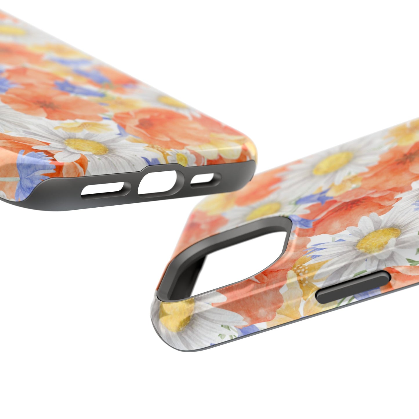 Watercolor Wildflower Pattern MagSafe iPhone Case – Durable Matte Finish with Daisy, Poppy & Cornflower Design