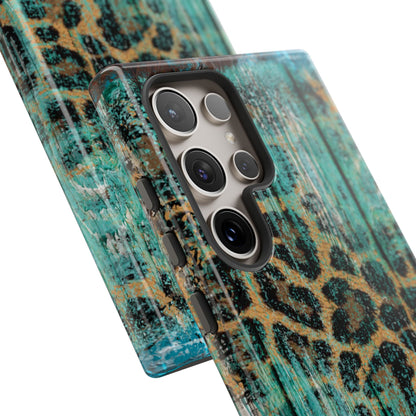 Turquoise Rustic Leopard Wood - Samsung Galaxy Series Case