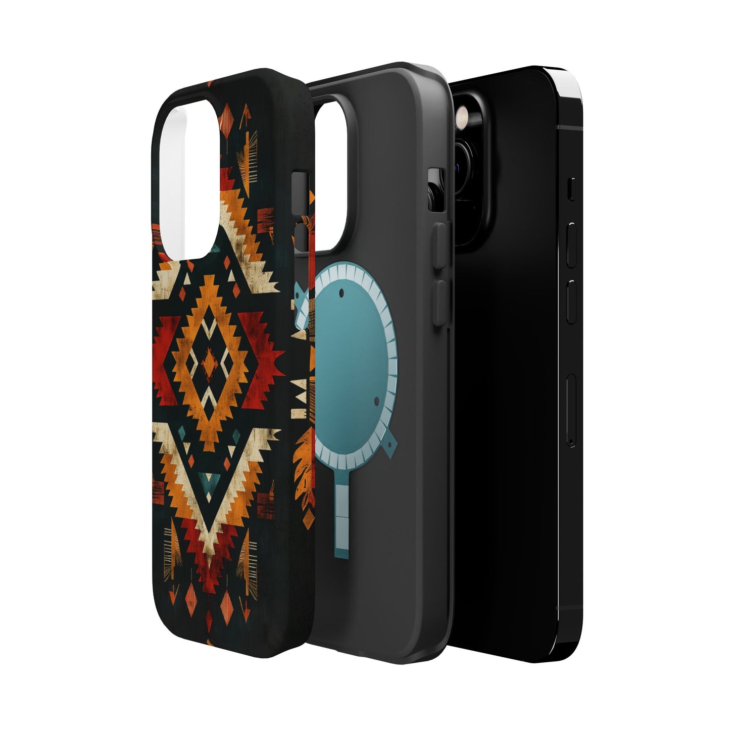 Southwestern Tribal Diamond Tough MagSafe iPhone Case – Bold Geometric Pattern, Dual-Layer Protection