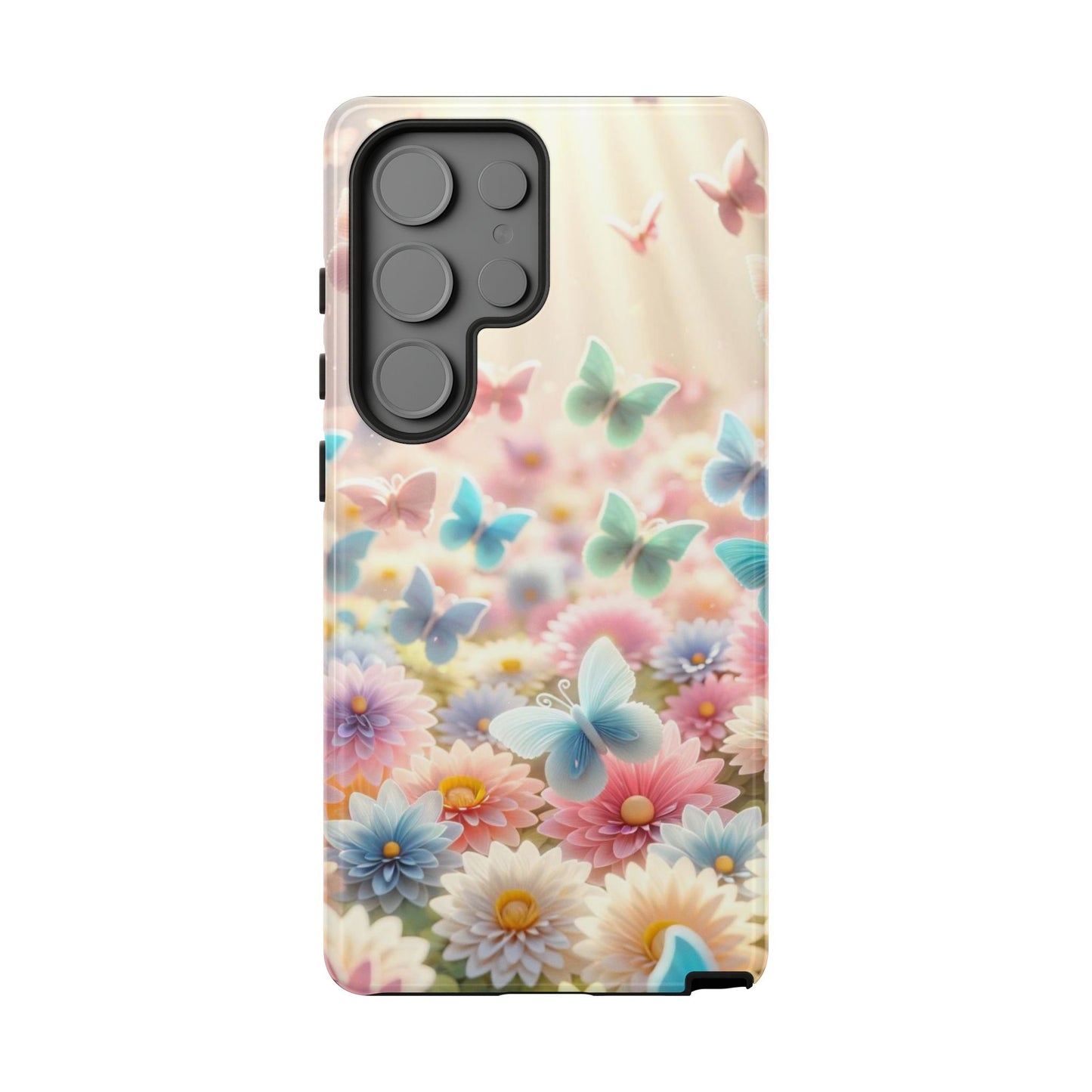 Butterfly Blossom Samsung Case - Pastel Floral Protective Cover