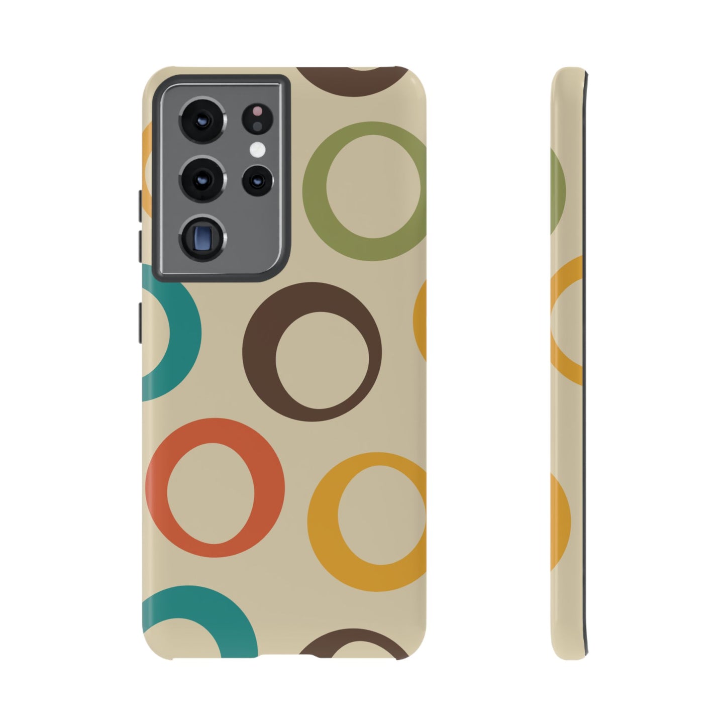 Retro Colorful Rings Samsung Galaxy Case – Shockproof, Matte Finish, Dual-Layer Protection