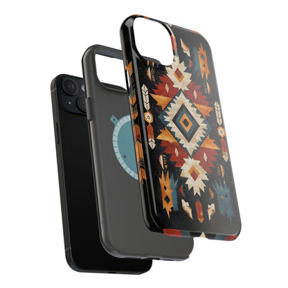 Southwestern Arrow & Diamond Tough MagSafe iPhone Case – Bold Tribal Design, Dual-Layer Protection