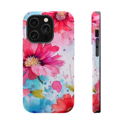 Vibrant Watercolor Red & Pink Floral - MagSafe iPhone Case