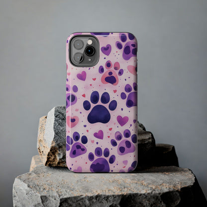 Purple Paw Print iPhone Case - Playful Pet Lover’s Protective Cover