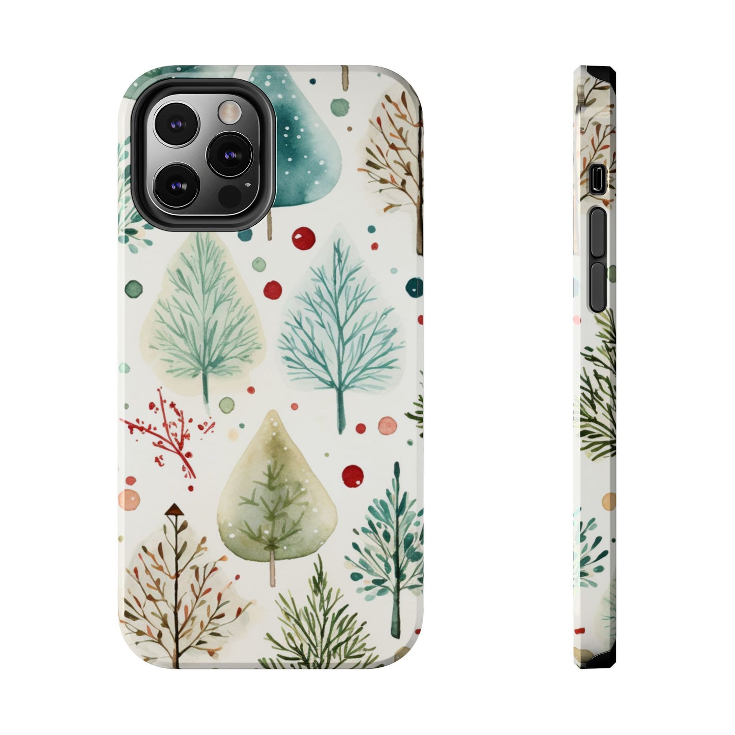 Watercolor Winter Trees iPhone Case – Nature-Inspired, Holiday Theme Protective Cover