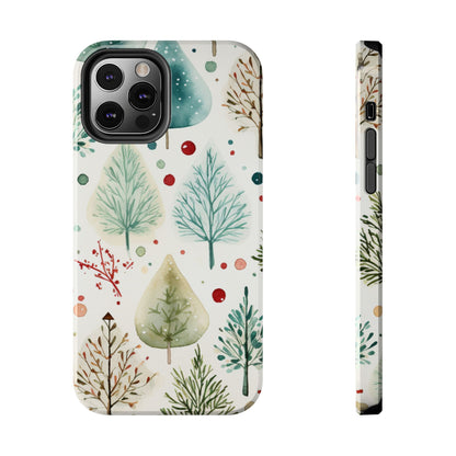 Watercolor Winter Trees iPhone Case – Nature-Inspired, Holiday Theme Protective Cover