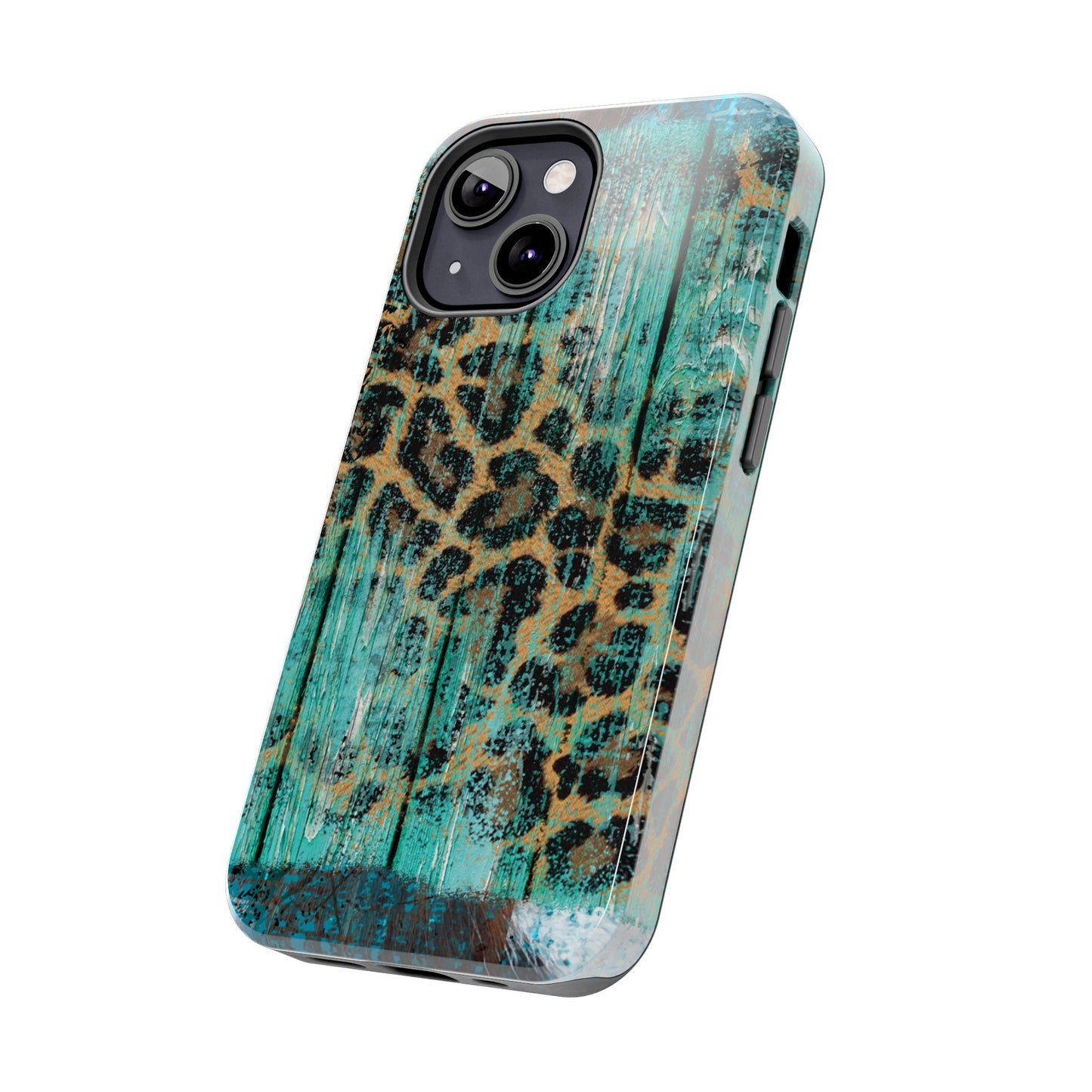 Turquoise Rustic Leopard Wood - iPhone Series Case