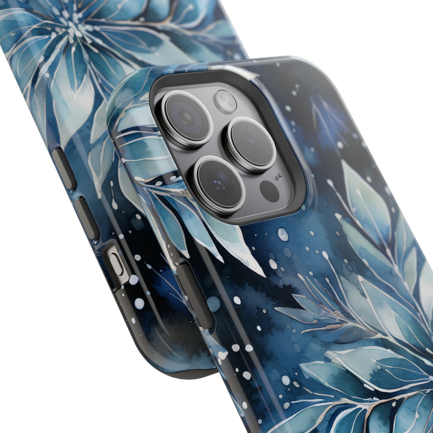 Winter’s Embrace – Blue Snowflake MagSafe iPhone Case