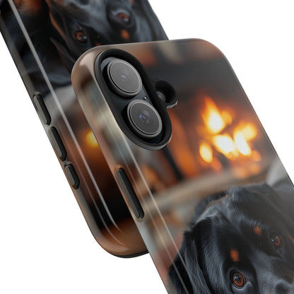 Warm Rottweiler by the Fireplace Samsung Galaxy Case – Rustic Charm for Dog Lovers