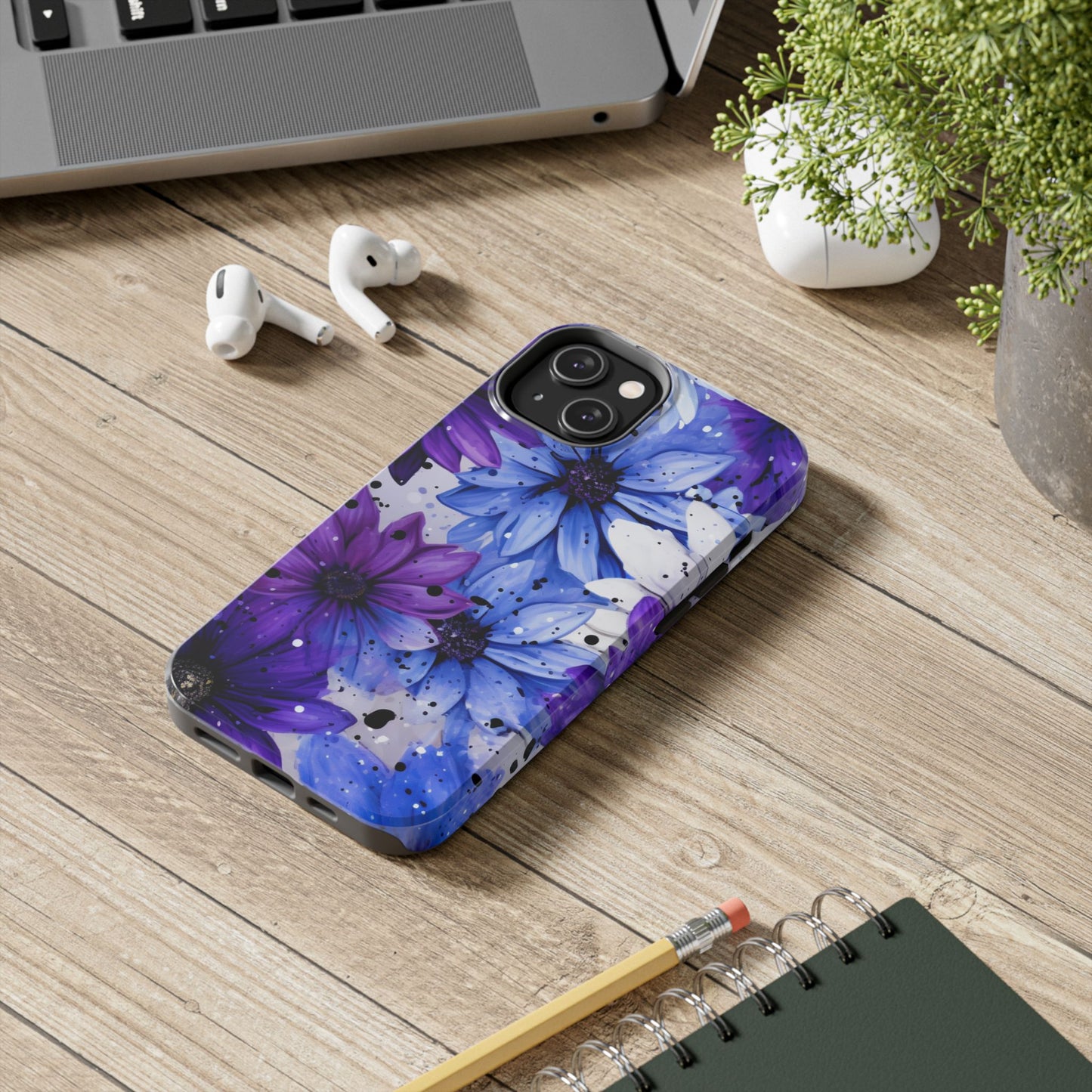 Vibrant Purple & Blue Floral Splash - iPhone Series Case