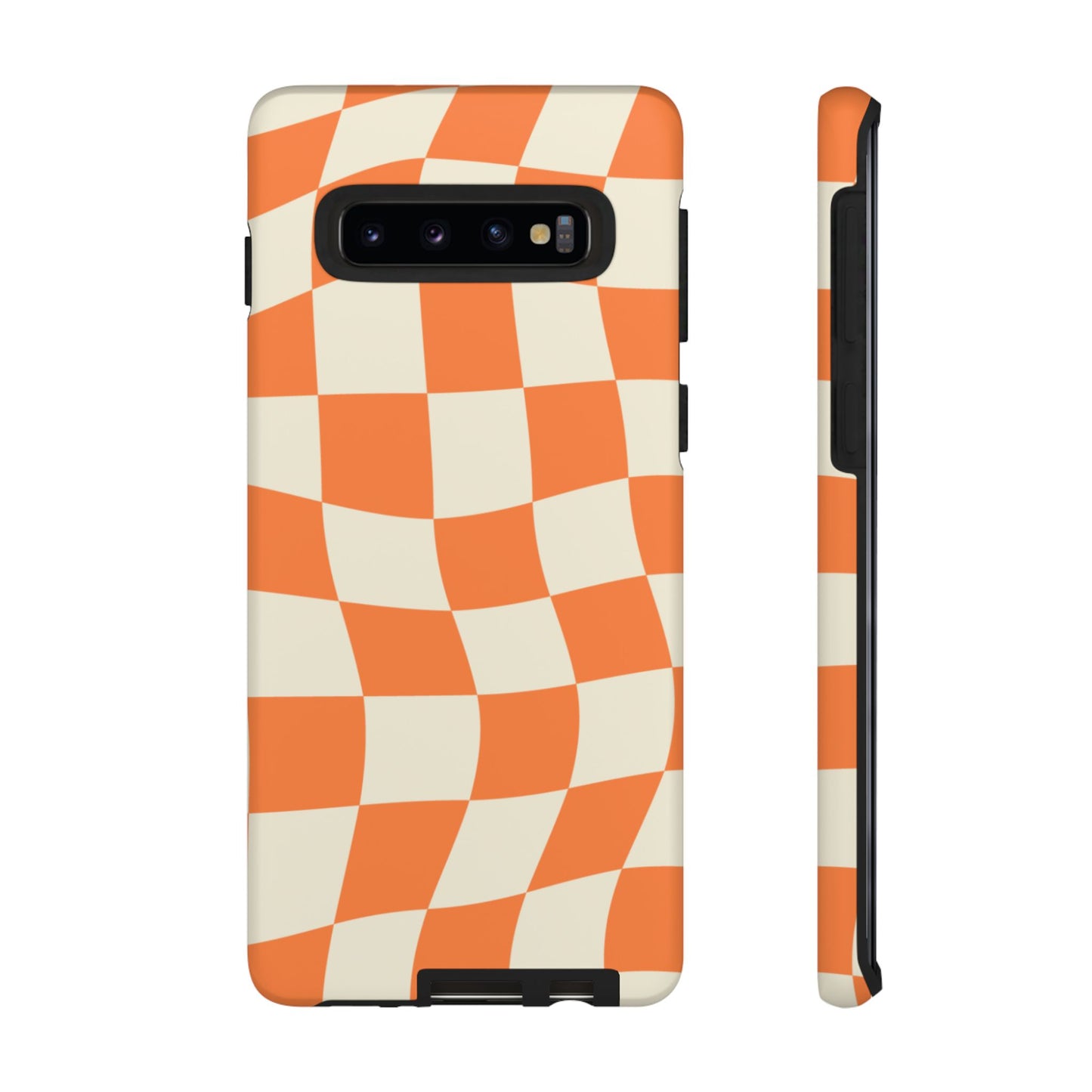 Wavy Retro Checkerboard Samsung Galaxy Case – Shockproof, Matte Finish, Dual-Layer Protection