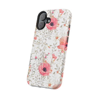 Pink Floral Watercolor MagSafe iPhone Case – Elegant Blossom Design with Magnetic Compatibility