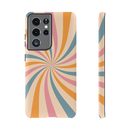 Retro Swirl Pattern Samsung Galaxy Case – Bold 70s Vibe in Pink, Orange, and Teal