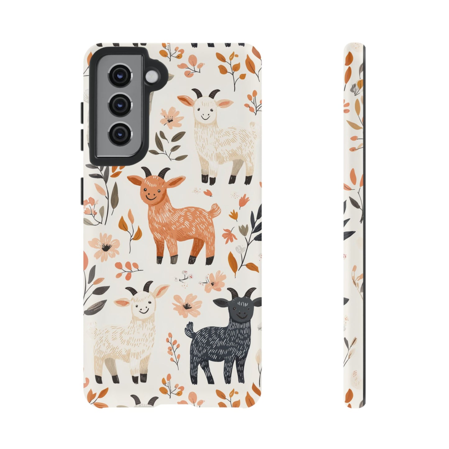 Samsung Galaxy Case: Smiley Goats & Dried Flowers – Vintage Charm